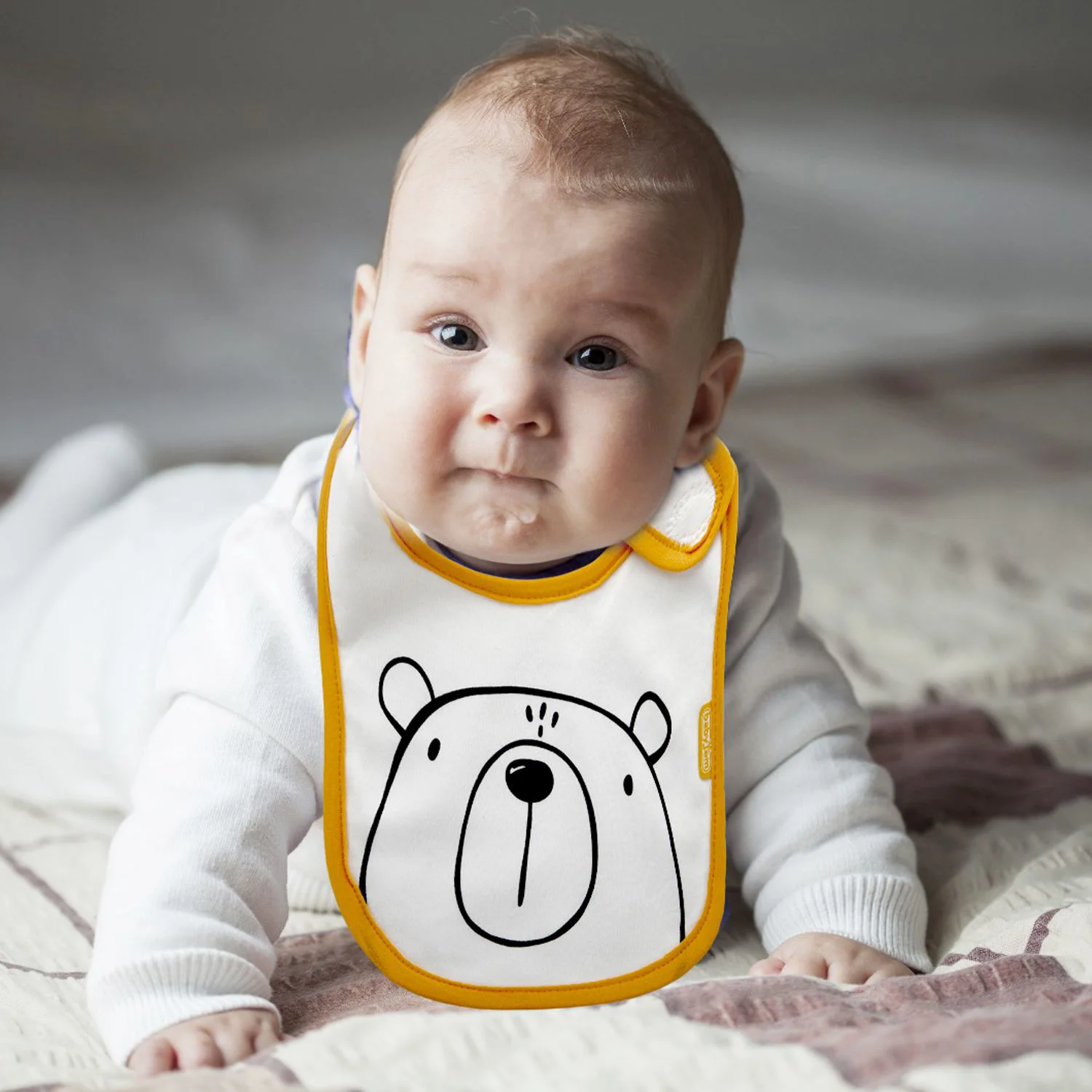 Baveta din bumbac BabyJem Ursulet Oranj foto