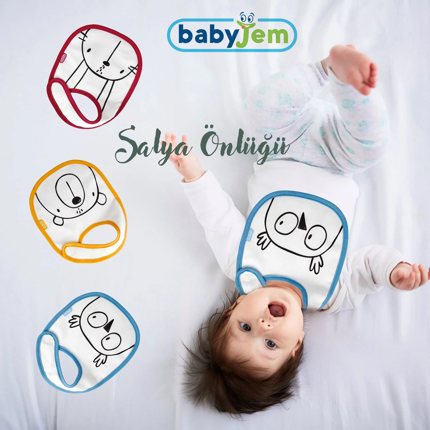 Baveta din bumbac BabyJem Bufnita Albastra foto