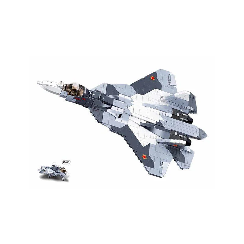 Constructor Sluban Bricks Su-57 Luptator 2 in 1 foto