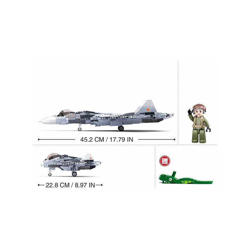 Constructor Sluban Bricks Su-57 Luptator 2 in 1 foto