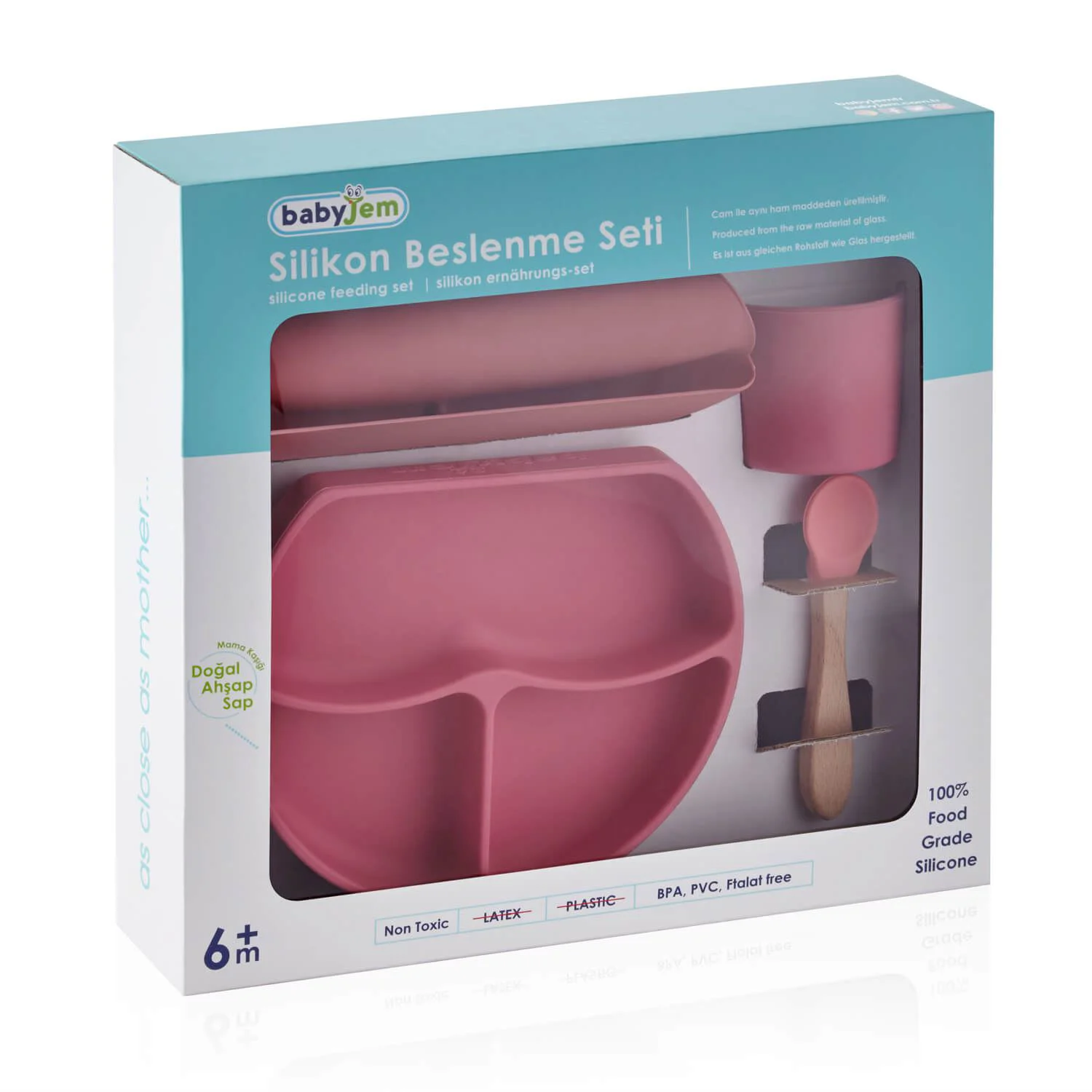 Set diversificare din silicon BabyJem Roz, 4 piese