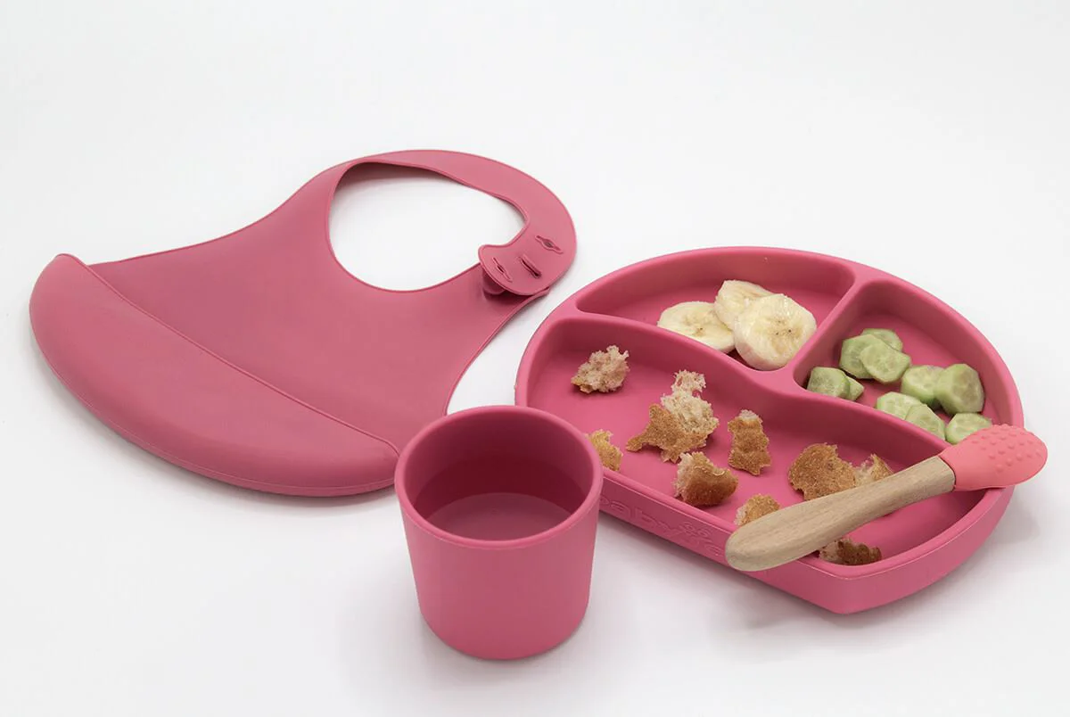 Set diversificare din silicon BabyJem Roz, 4 piese