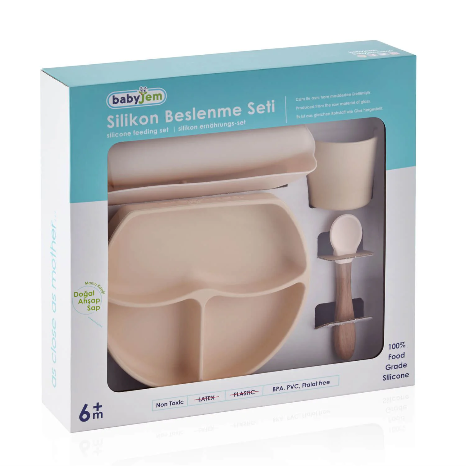 Set diversificare din silicon BabyJem Ecru, 4 piese
