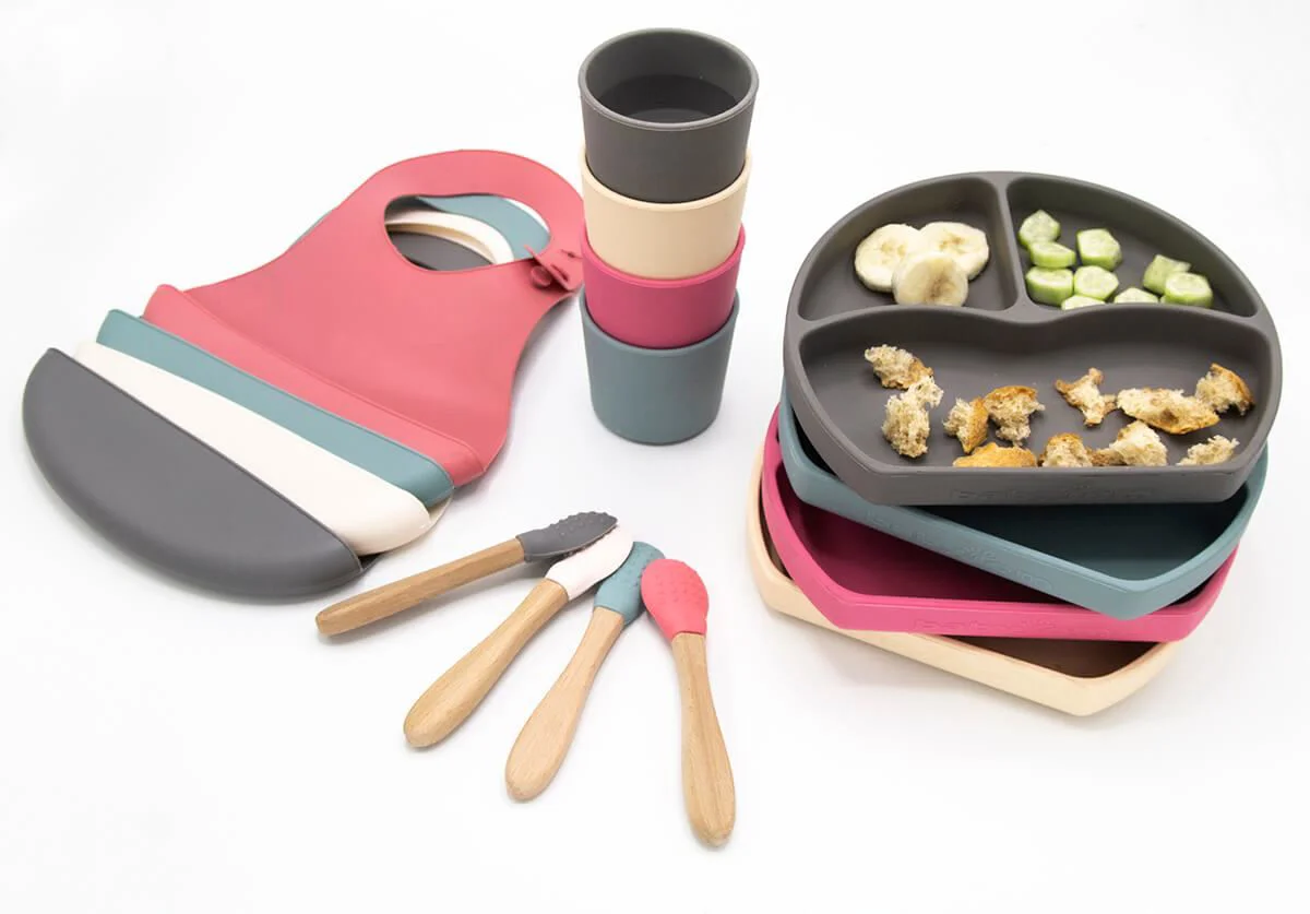 Set diversificare din silicon BabyJem Ecru, 4 piese
