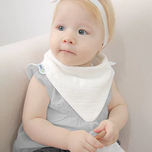 Двухсторонний муслиновый нагрудник с игрушкой для прорезывания зубов BabyJem Ecru