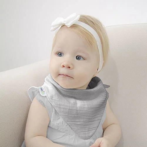 Двухсторонний муслиновый нагрудник с игрушкой для прорезывания зубов BabyJem Grey foto