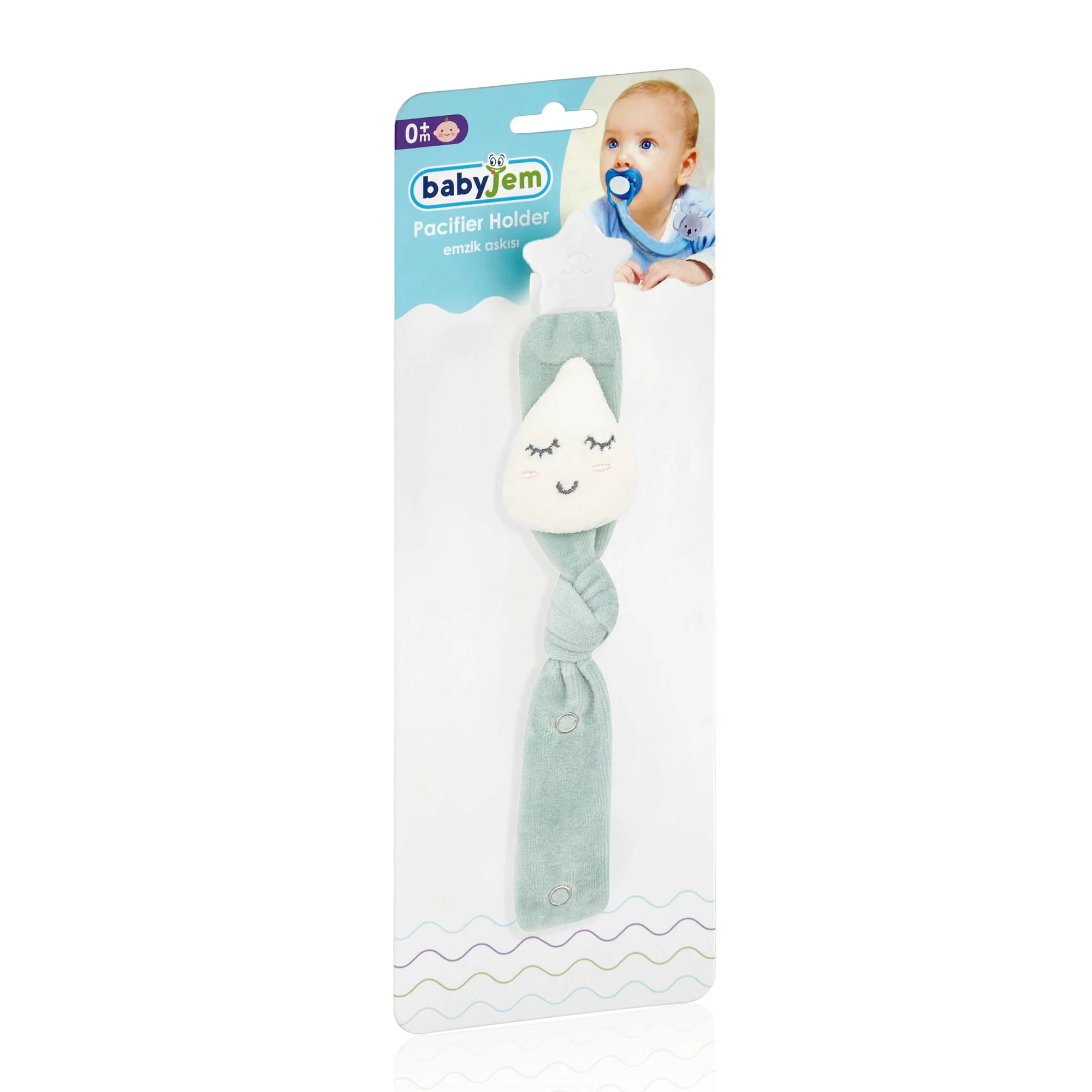 Цепочка для пустышки из ткани BabyJem Mint foto