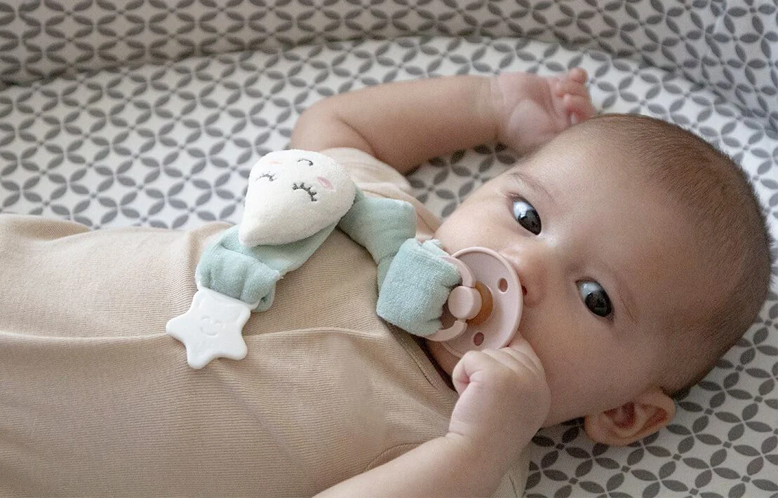 Цепочка для пустышки из ткани BabyJem Mint foto