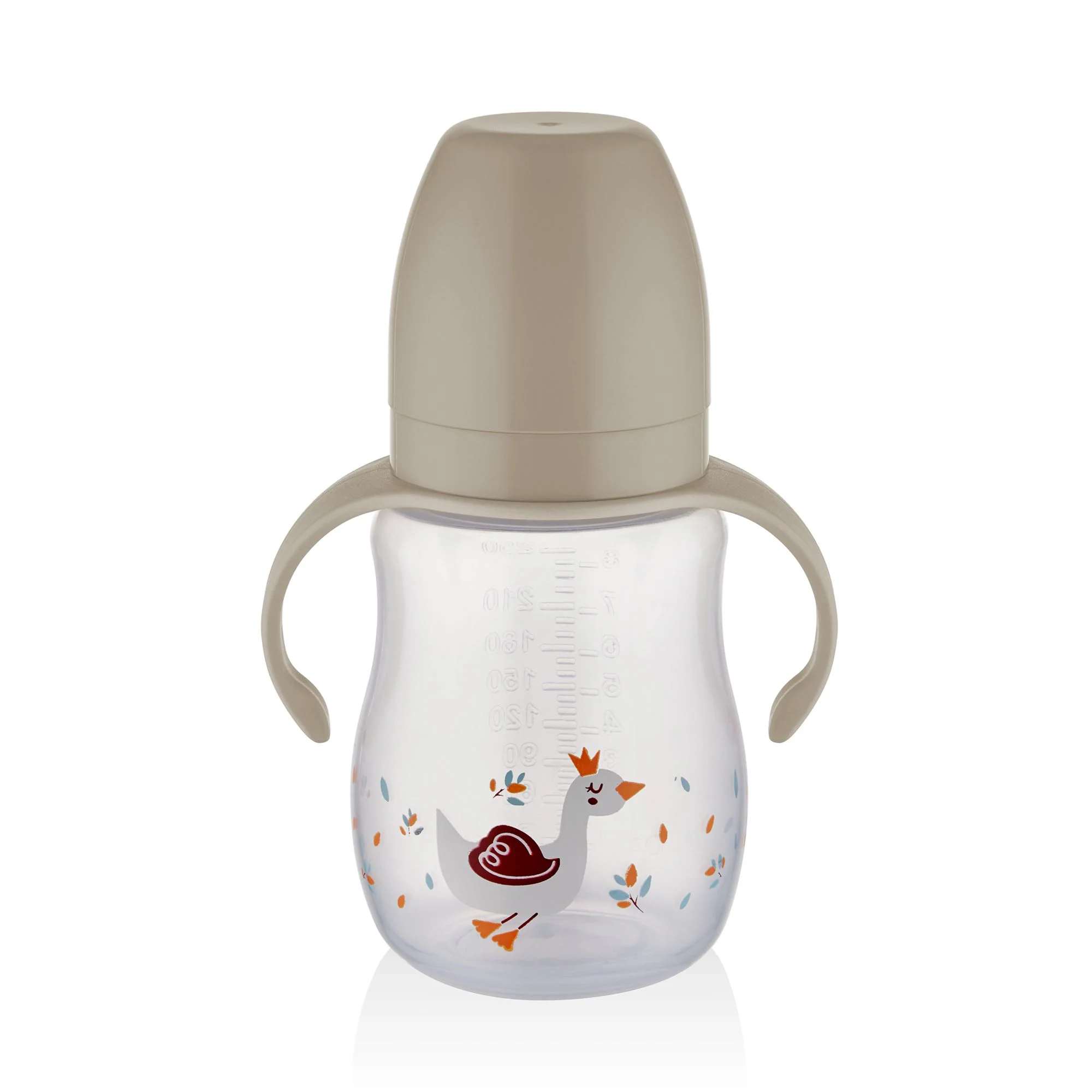 Canuta cu toarte si tetina din silicon BabyJem Bej, 250 ml foto