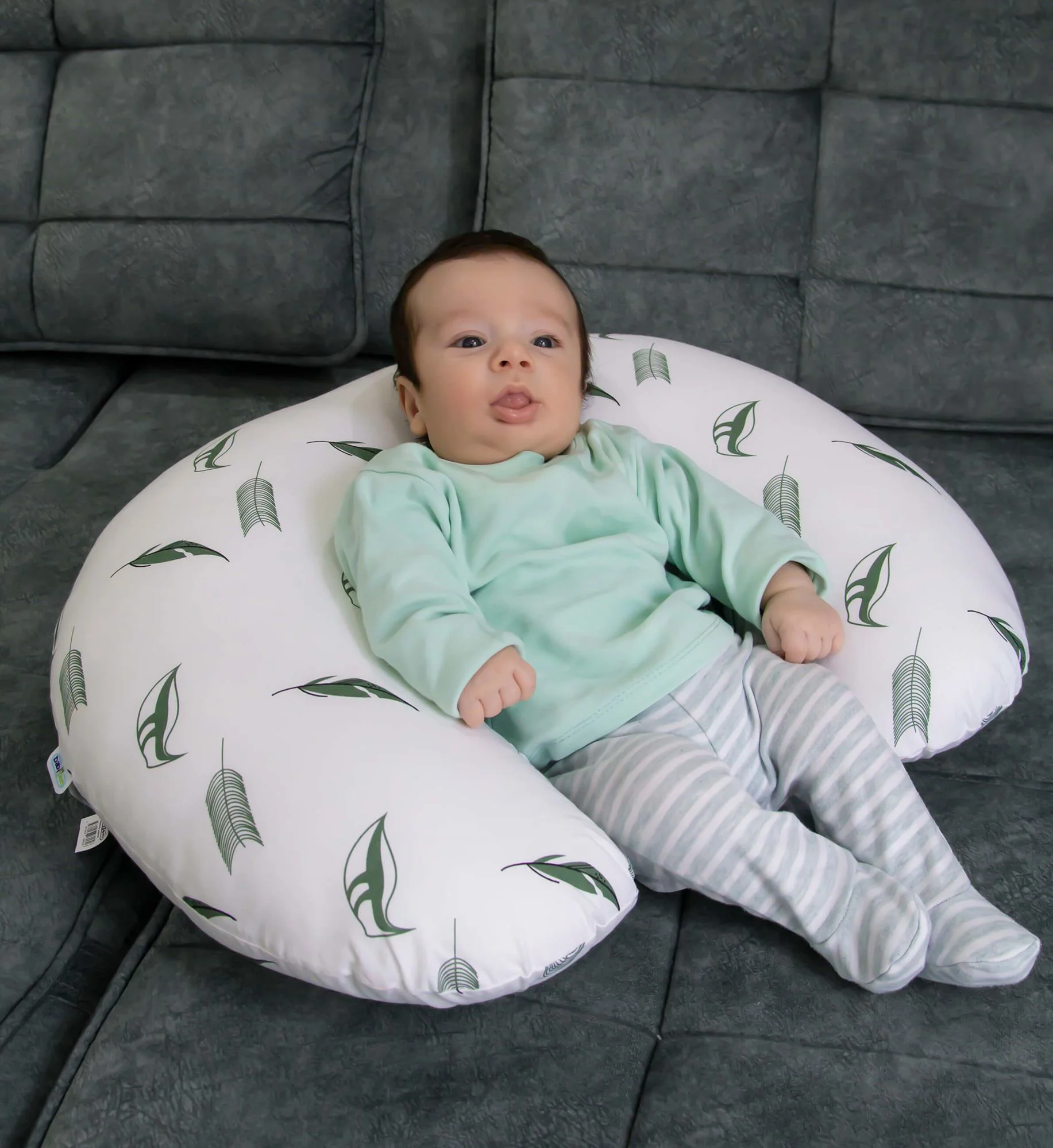 Подушка для кормления 2 в 1 BabyJem Nursing Pillow Botanic Leaves foto