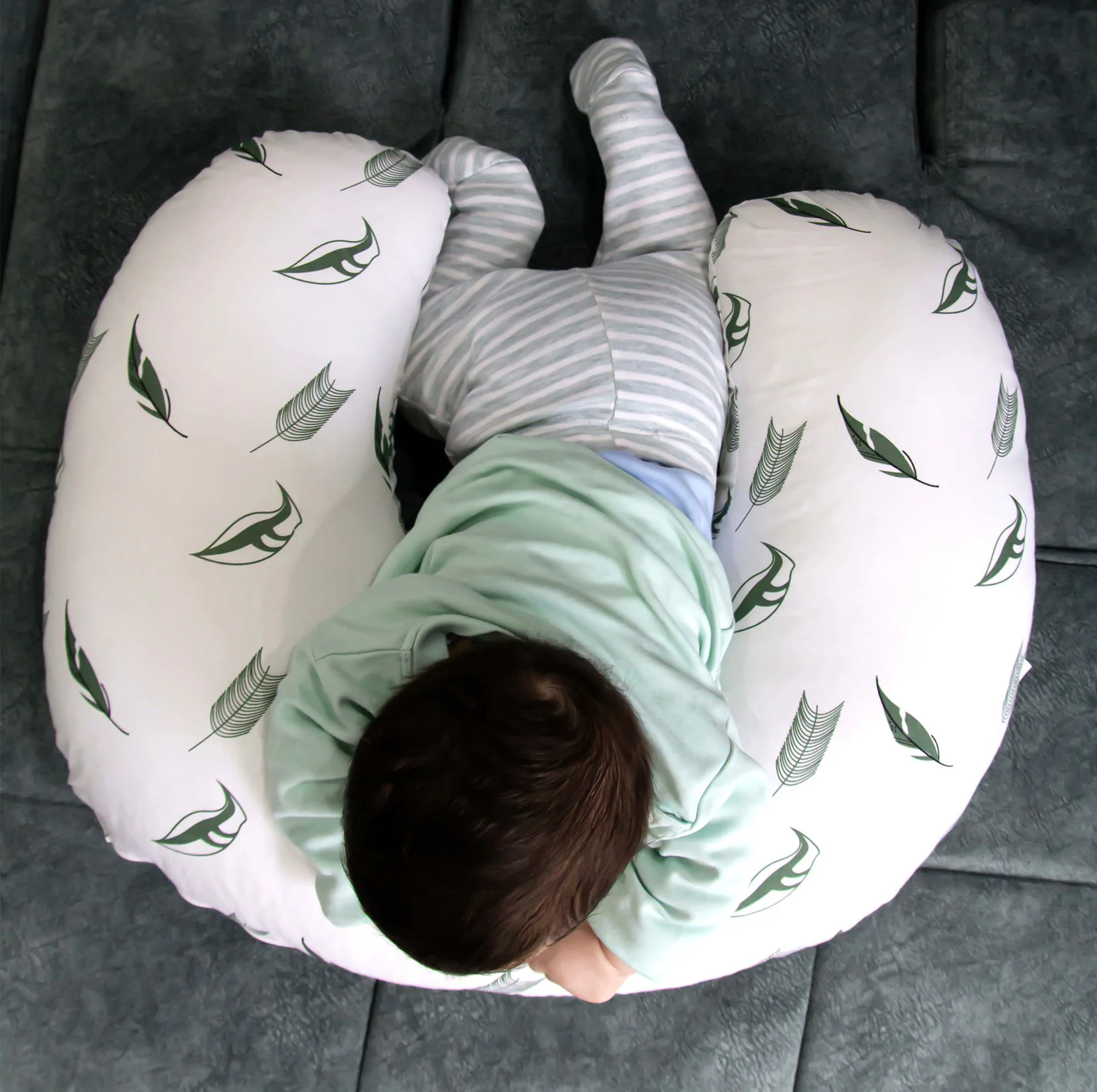 Подушка для кормления 2 в 1 BabyJem Nursing Pillow Botanic Leaves foto