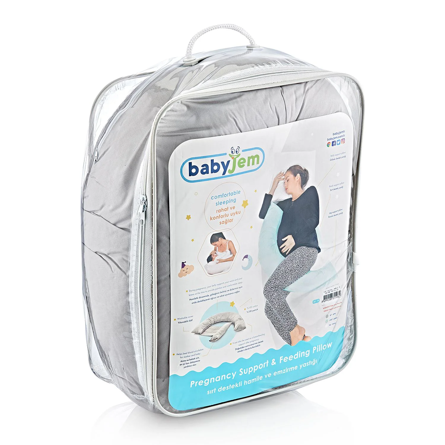 Perna pentru gravide si alaptare multifunctionala BabyJem Gri foto