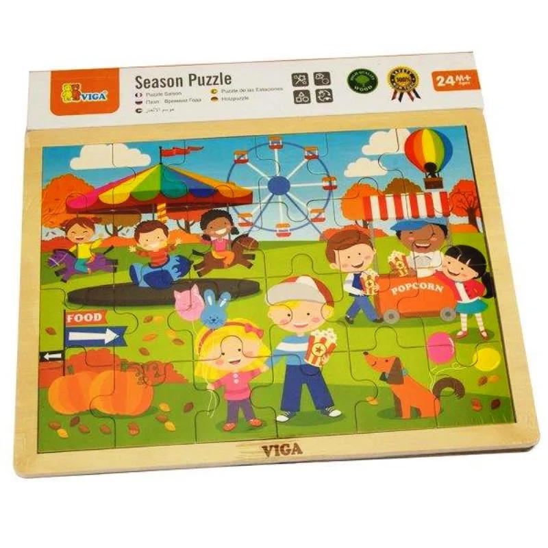 Puzzle din lemn Viga Toys Anotimpuri: Toamna (24 elem.)