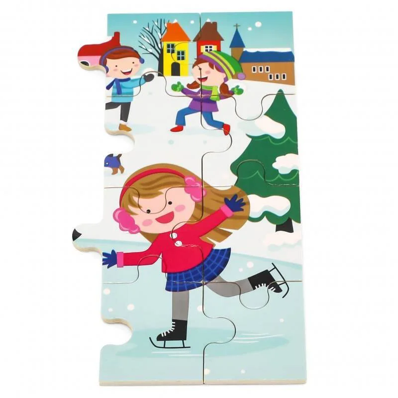 Puzzle din lemn Viga Toys Anotimpuri: Iarna (24 elem.) foto
