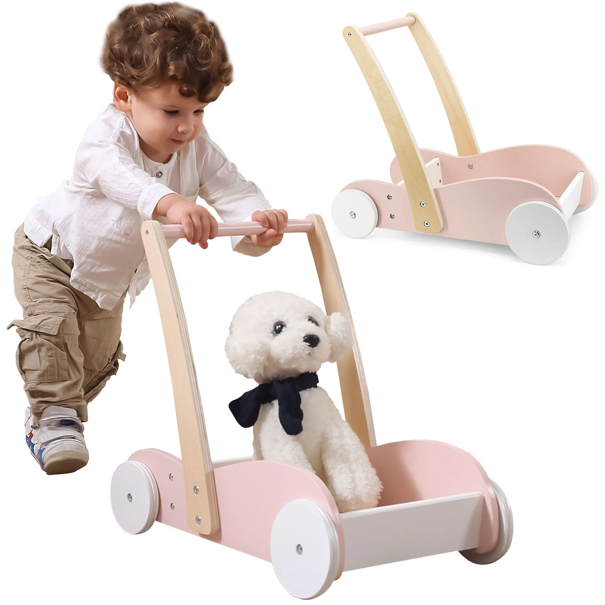 Premergator din lemn si carucior pentru papusi 2 in 1 Viga Toys PolarB