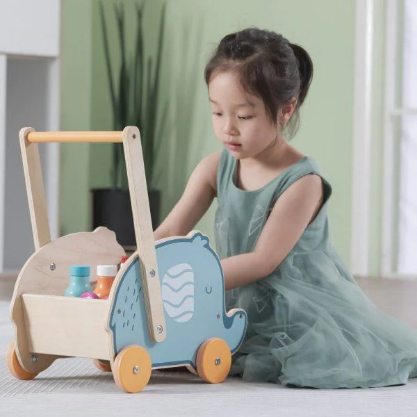 Premergator-carucior din lemn 2 in 1 Viga Toys PolarB Elefant