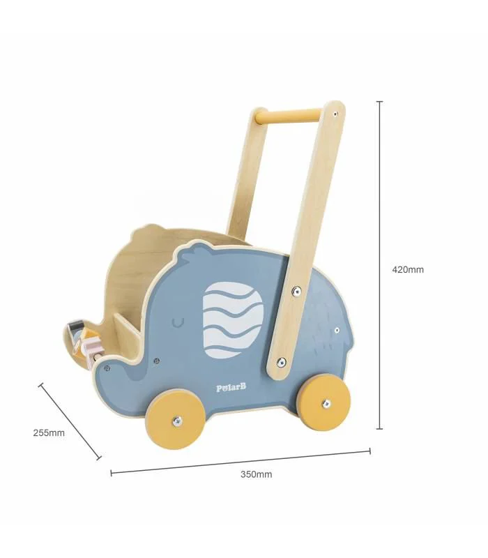 Premergator-carucior din lemn 2 in 1 Viga Toys PolarB Elefant