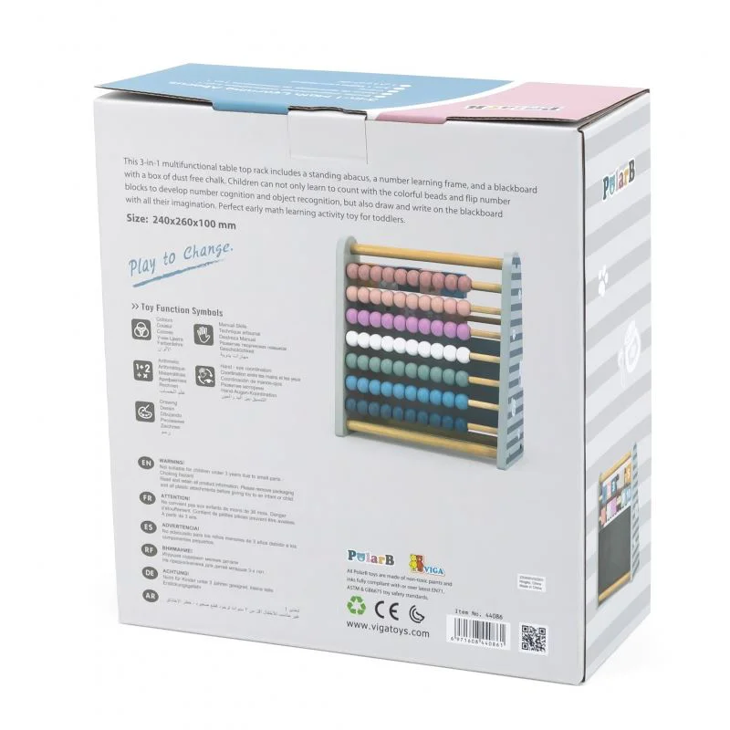 Abac din lemn 3 in 1 Viga Toys PolarB cu tabla de scris si numaratoare foto