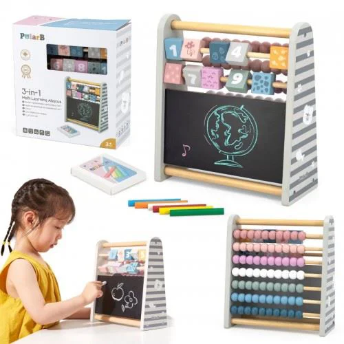 Abac din lemn 3 in 1 Viga Toys PolarB cu tabla de scris si numaratoare foto