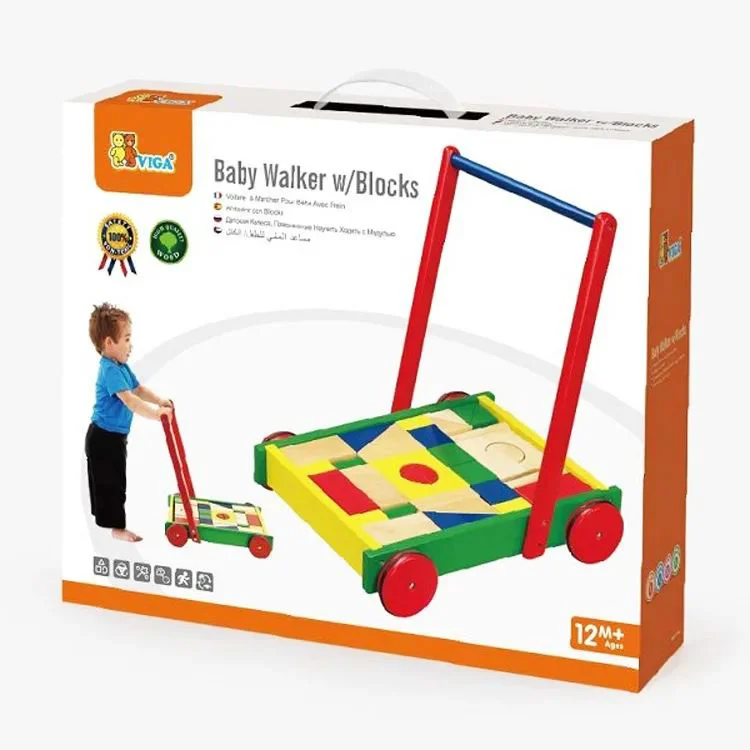 Premergator multifunctional din lemn Viga Toys cu cuburi