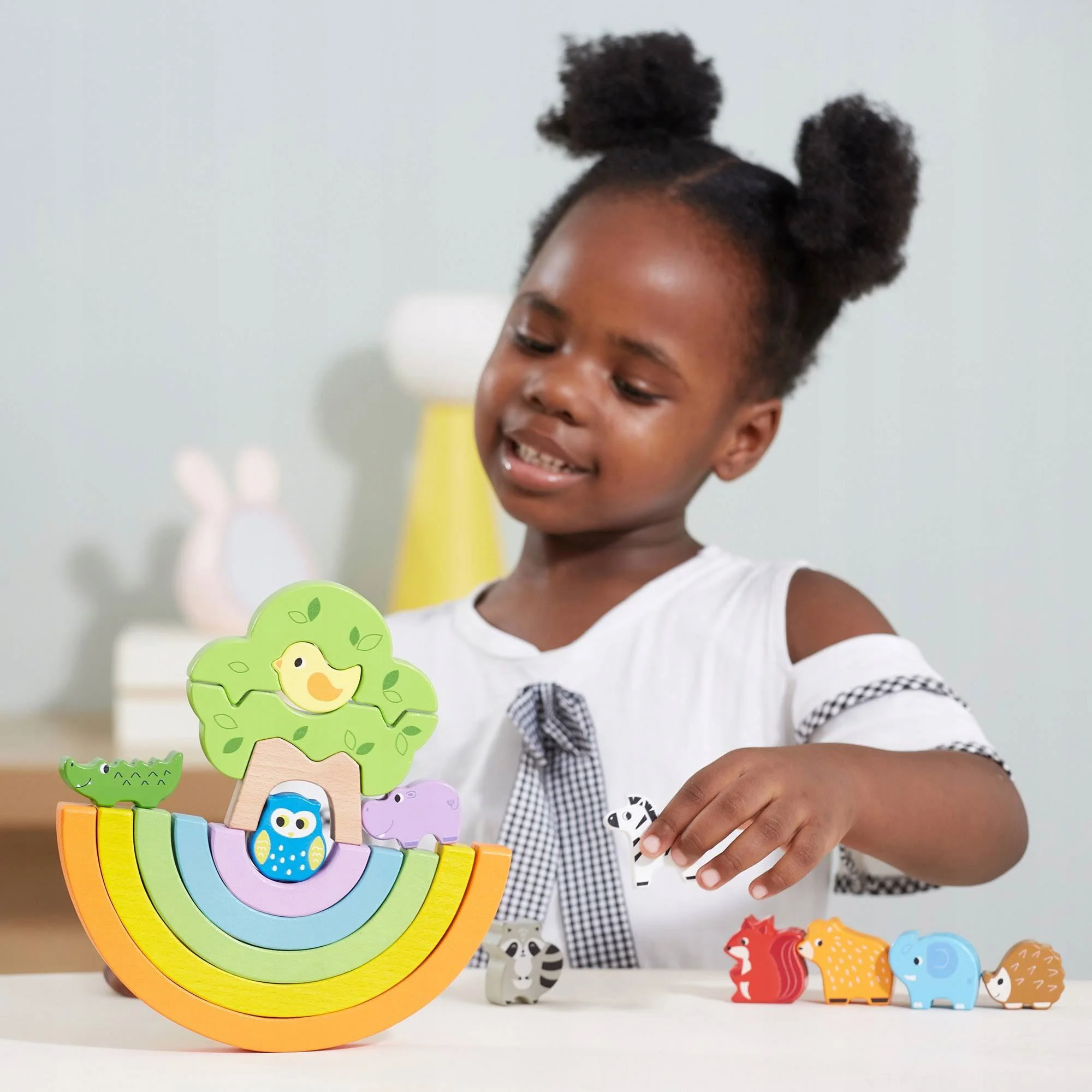 Joc de echilibru din lemn Viga Toys Curcubeu foto