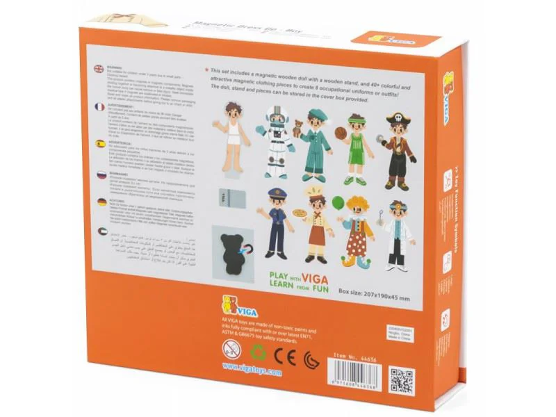 Деревянная pазвивающая игрушка на магнитах Viga Toys Одень мальчикa