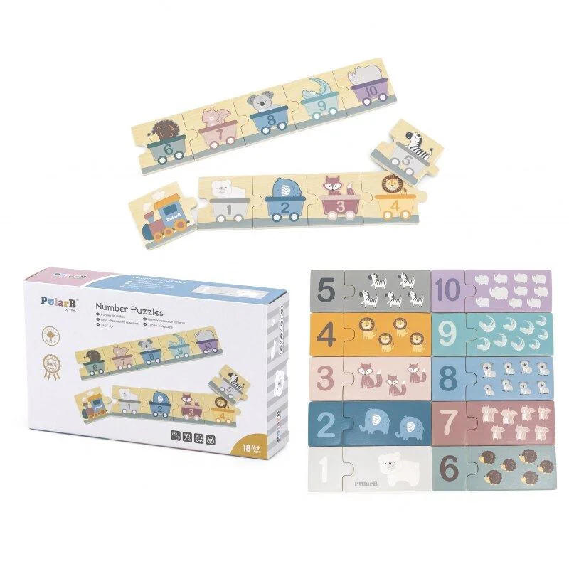 Деревянный пазл Viga Toys PolarB Числа и зверята