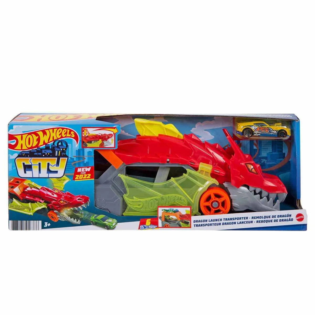 Set de joaca Hot Wheels Camion-Dragon cu spatiu de depozitare