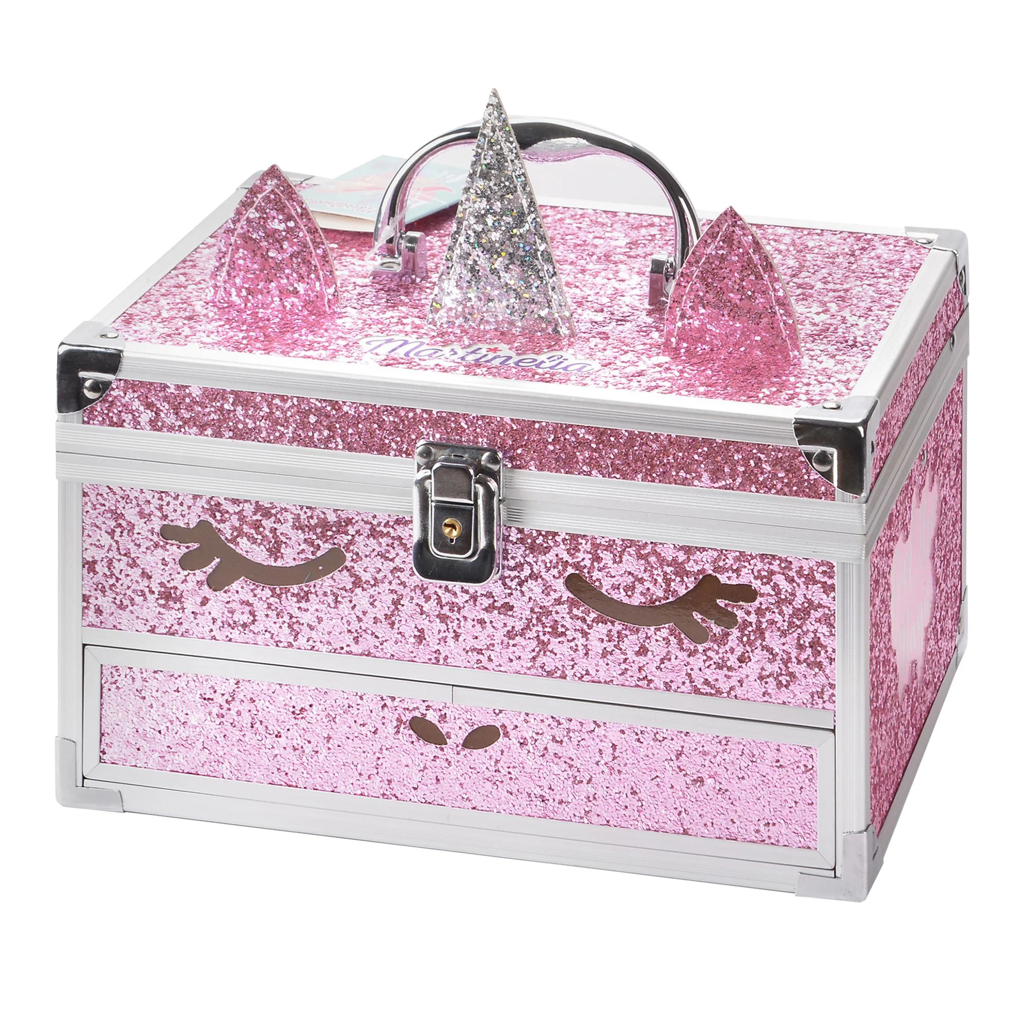 Set de infrumusetare Martinelia Unicorn Big Glitter in cutie metalica etajata foto