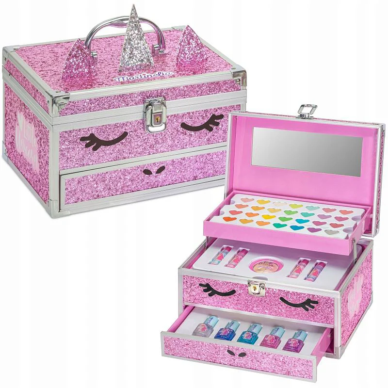 Set de infrumusetare Martinelia Unicorn Big Glitter in cutie metalica etajata foto