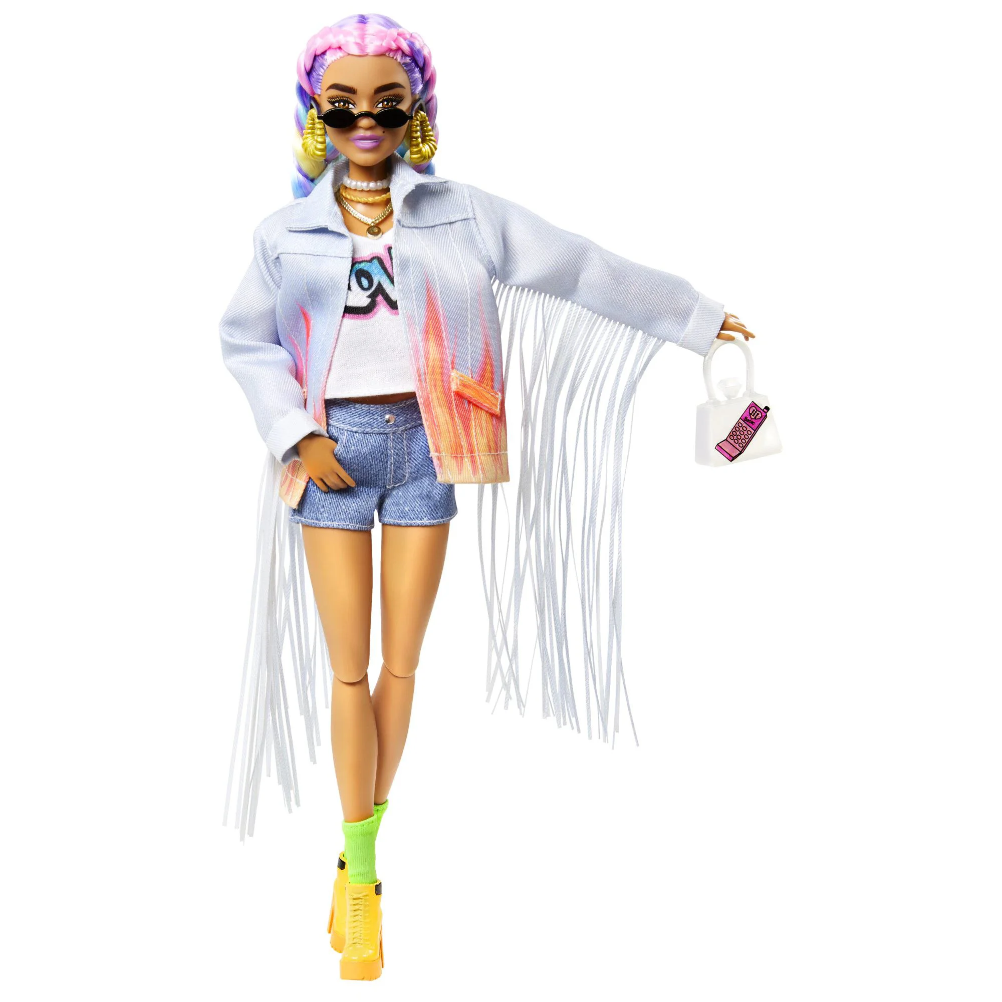 Papusa Barbie Extra cu codite curcubeu foto