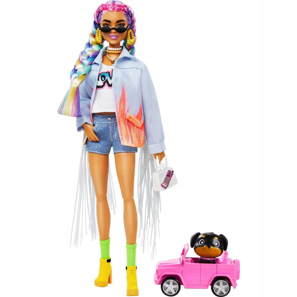 Papusa Barbie Extra cu codite curcubeu foto