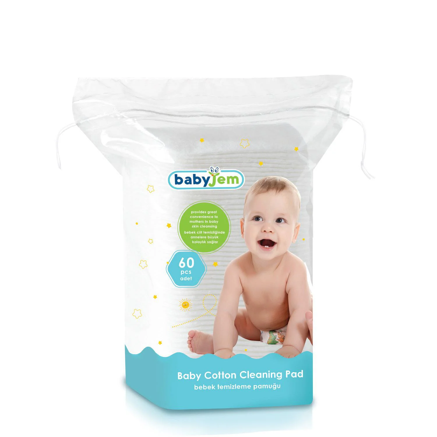 Dischete din bumbac BabyJem Cleaning Pad, 60 buc.