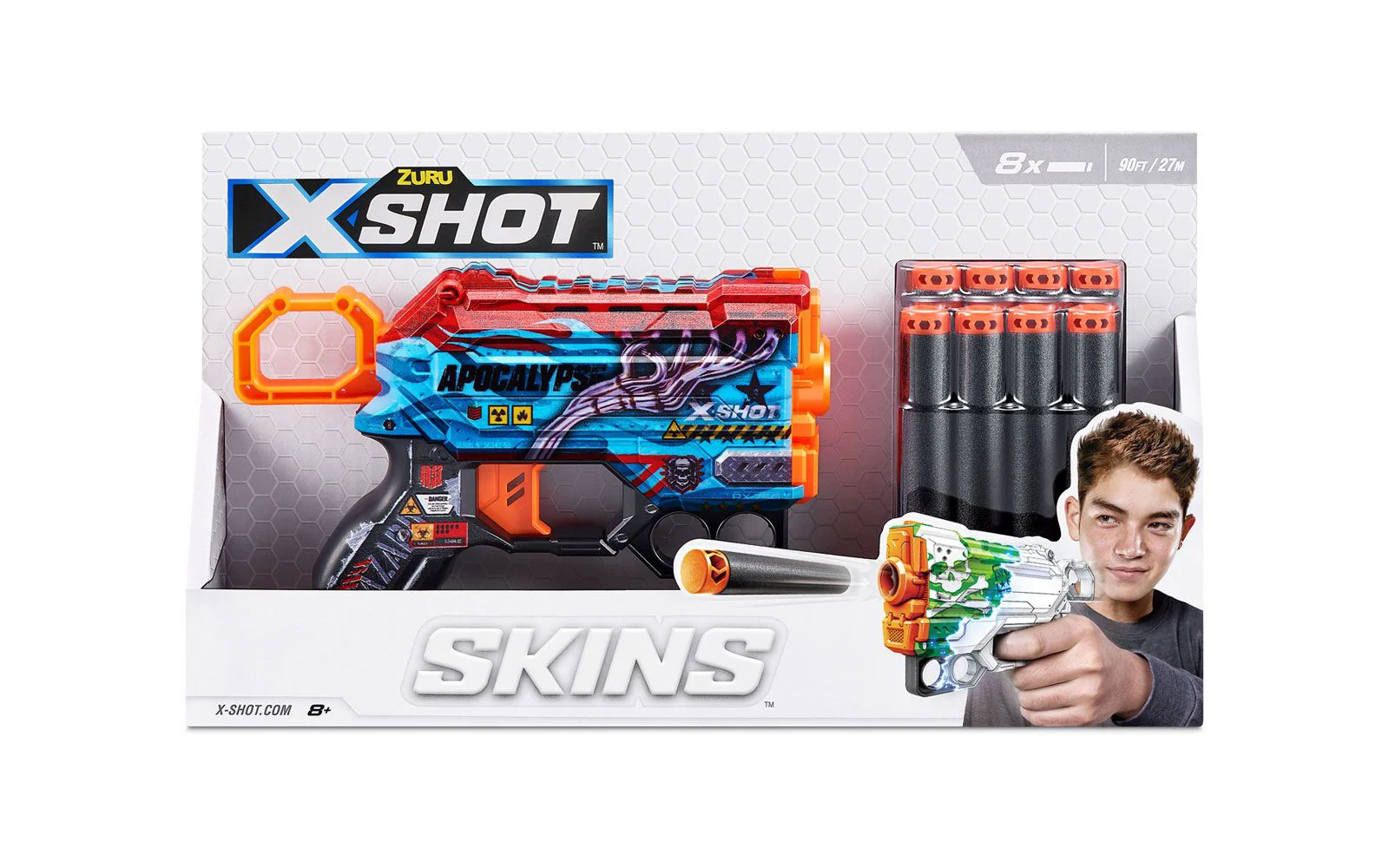 Blaster X-Shot Skins Menace Gun cu 8 cartuse