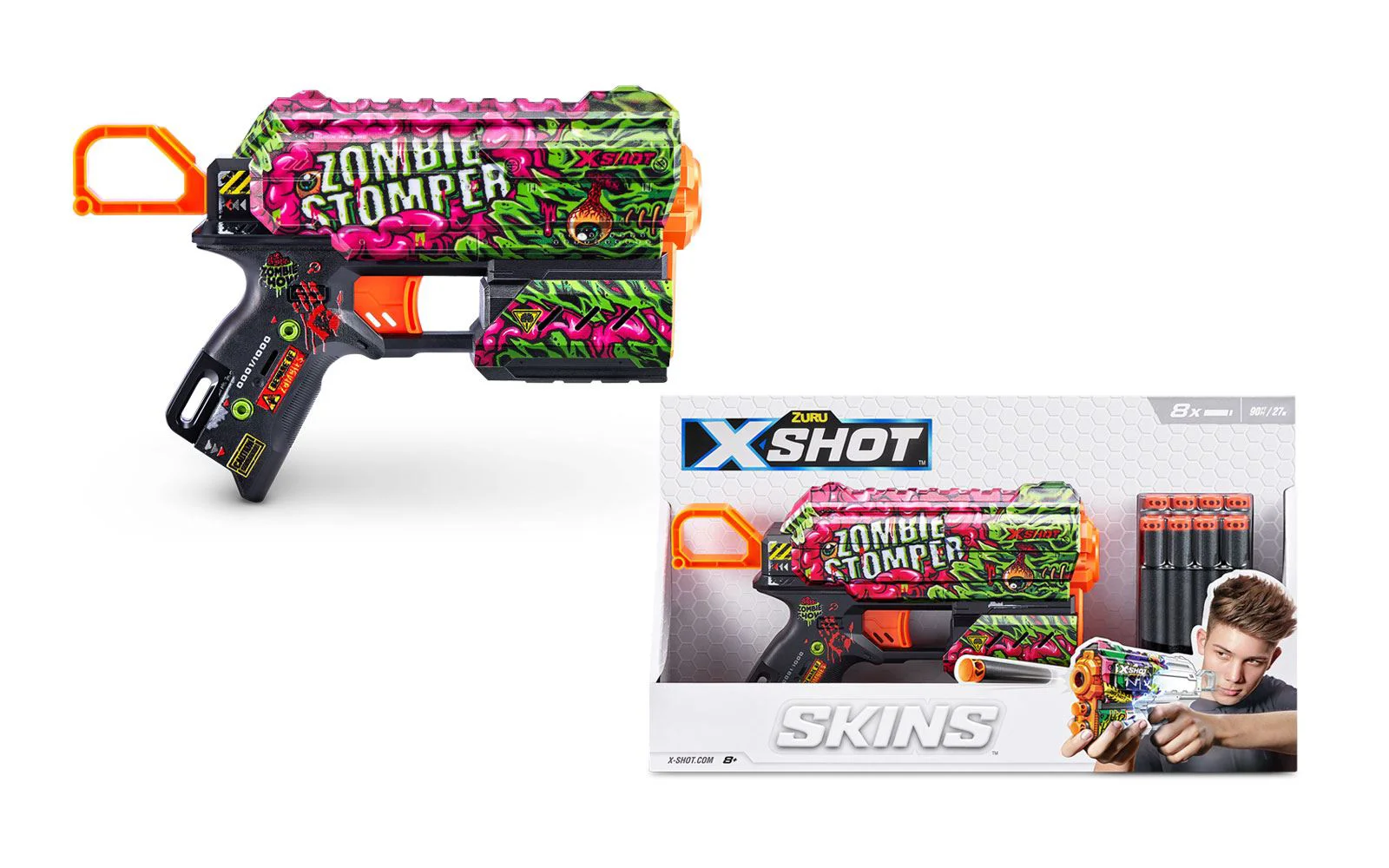 Blaster X-Shot Skins Flux Gun cu 8 cartuse