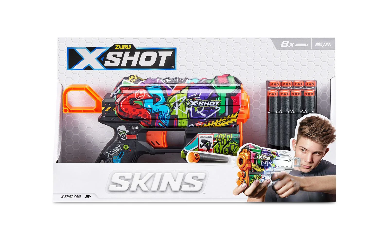 Blaster X-Shot Skins Flux Gun cu 8 cartuse