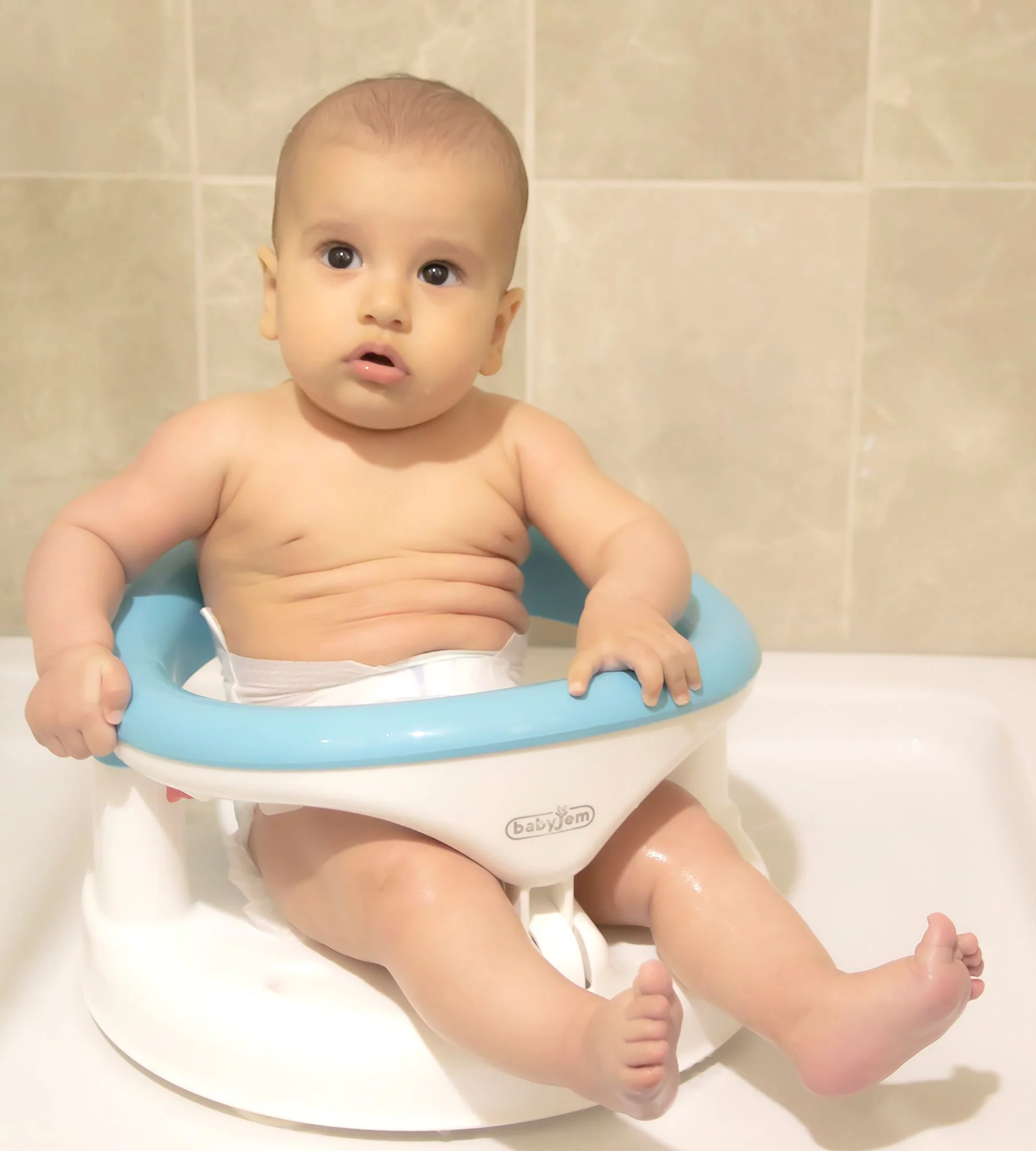 Scaun de baie bebelusi BabyJem Bath and Feeding Albastru foto