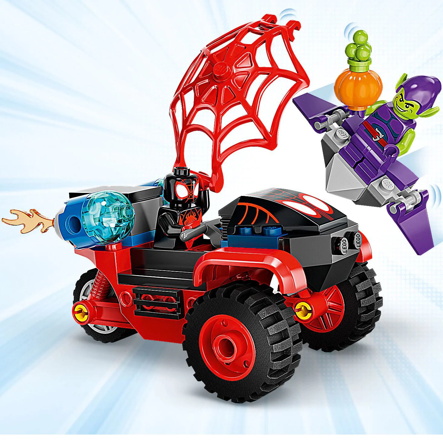 Set de constructie Lego Triciclul Techno al Omului paianjen, 59 piese foto