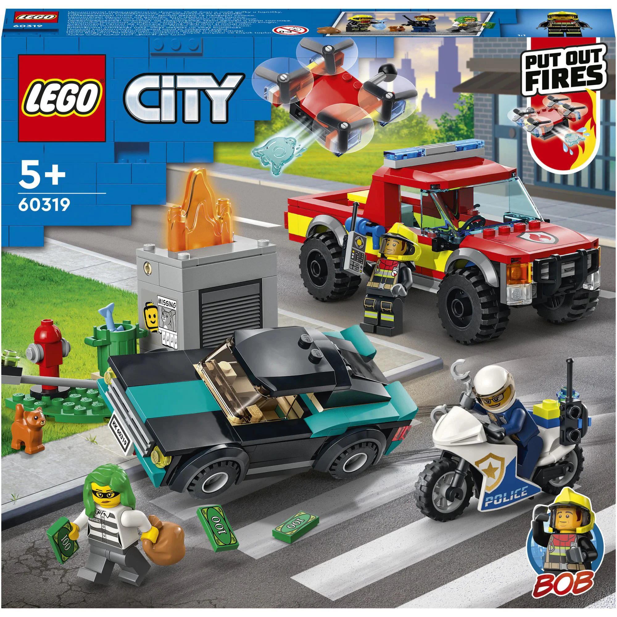 Set de constructie Lego City Pompieri si urmarire a Politiei foto