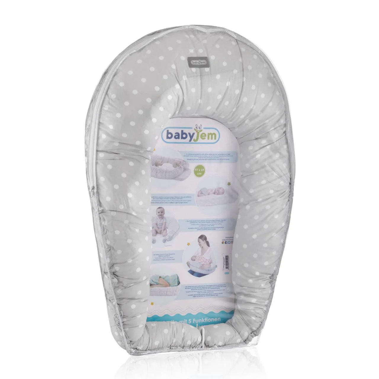 Бебинест 5 в 1 BabyJem Grey в горошек foto