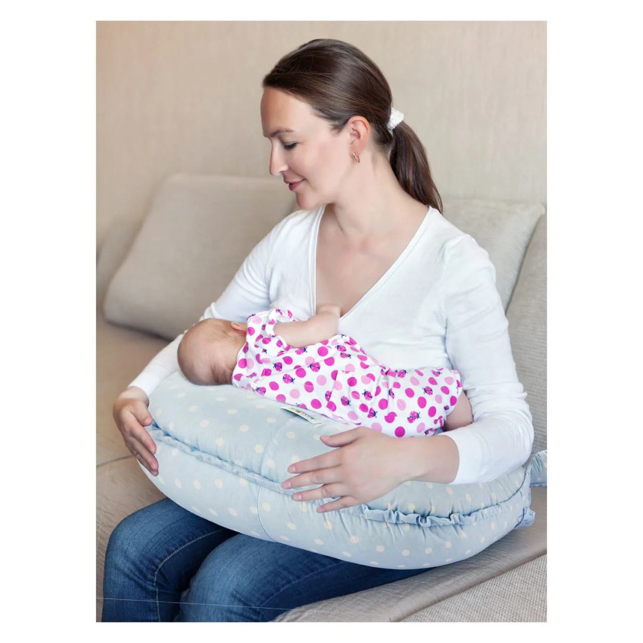 Бебинест 5 в 1 BabyJem Blue в горошек foto