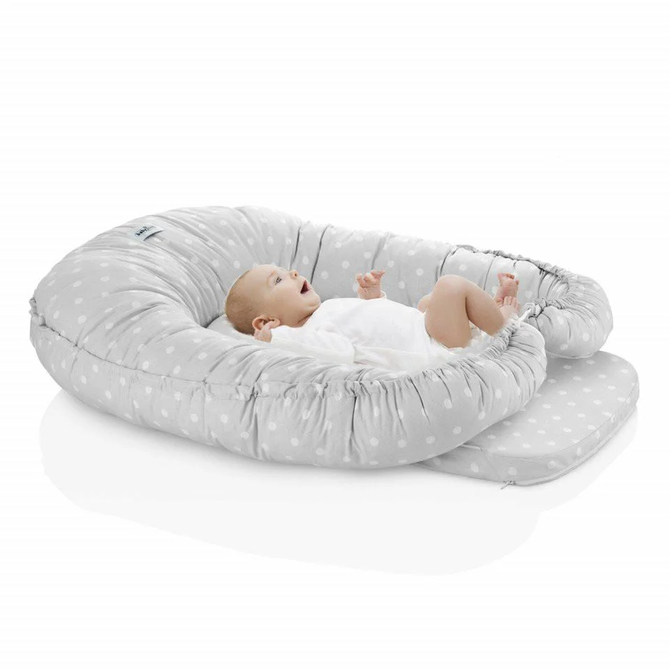 Saltea reductor 5 in 1 BabyJem BabyNest Cushion Roz cu buline