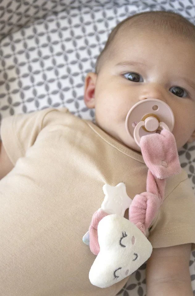 Цепочка для пустышки из ткани BabyJem Pink foto
