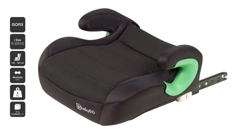 Автокресло-бустер i-Size BabyGo Bursa III, 135-150 см, Black