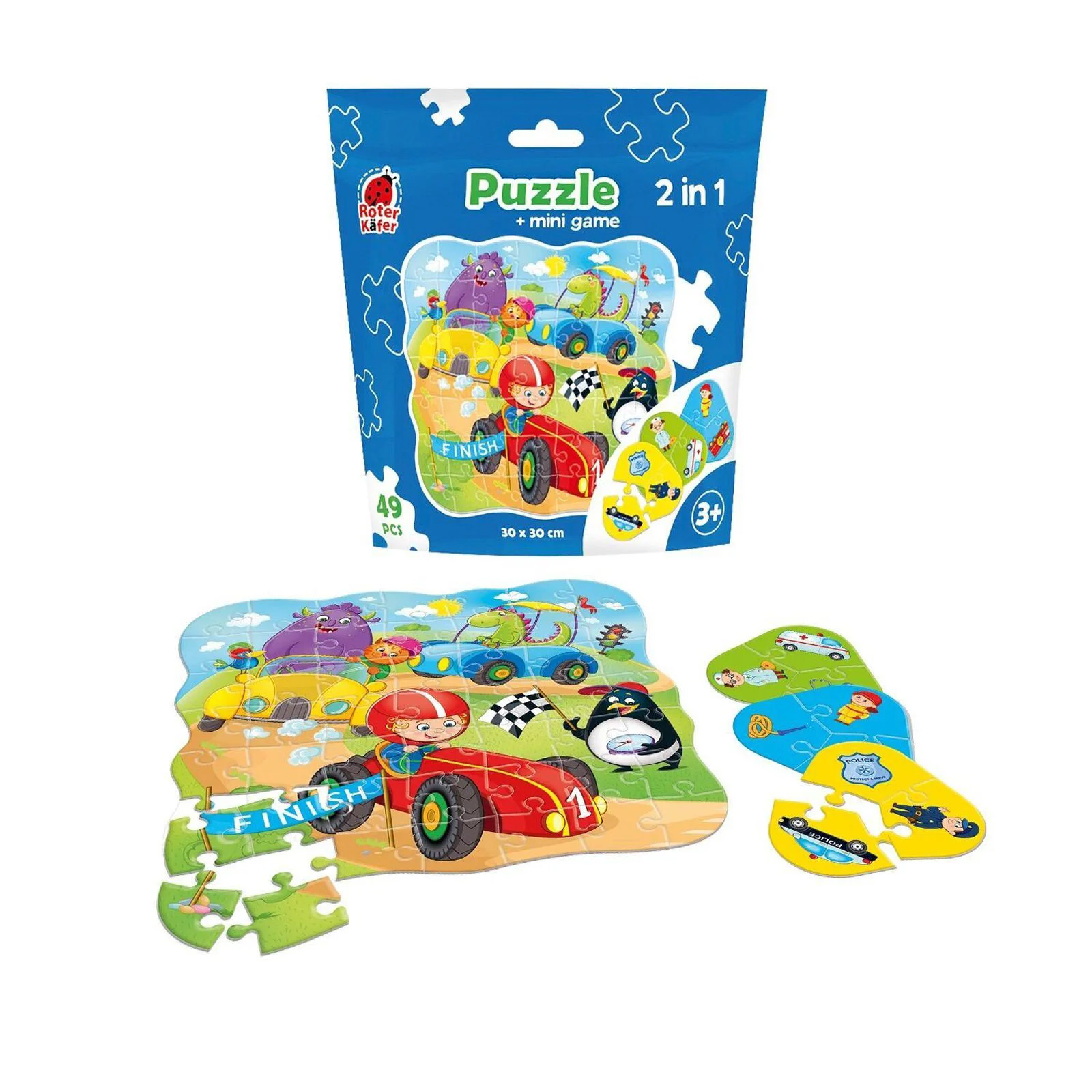 Puzzle 2 in 1 Roter Kafer Cars, 49 piese