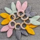 Хлопковая игрушка для прорезывания зубов с деревянным кольцом BabyJem Yellow