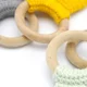 Хлопковая игрушка для прорезывания зубов с деревянным кольцом BabyJem Green