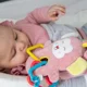 Jucarie din plus cu inele dentitie BabyJem Funny Monkey Roz foto