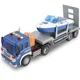 Camion transportator cu frictiune Wenyi cu barca, cu lumina si sunet, 1:16 foto