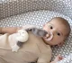 Lant pentru suzeta din material textil cu steluta BabyJem Gri foto